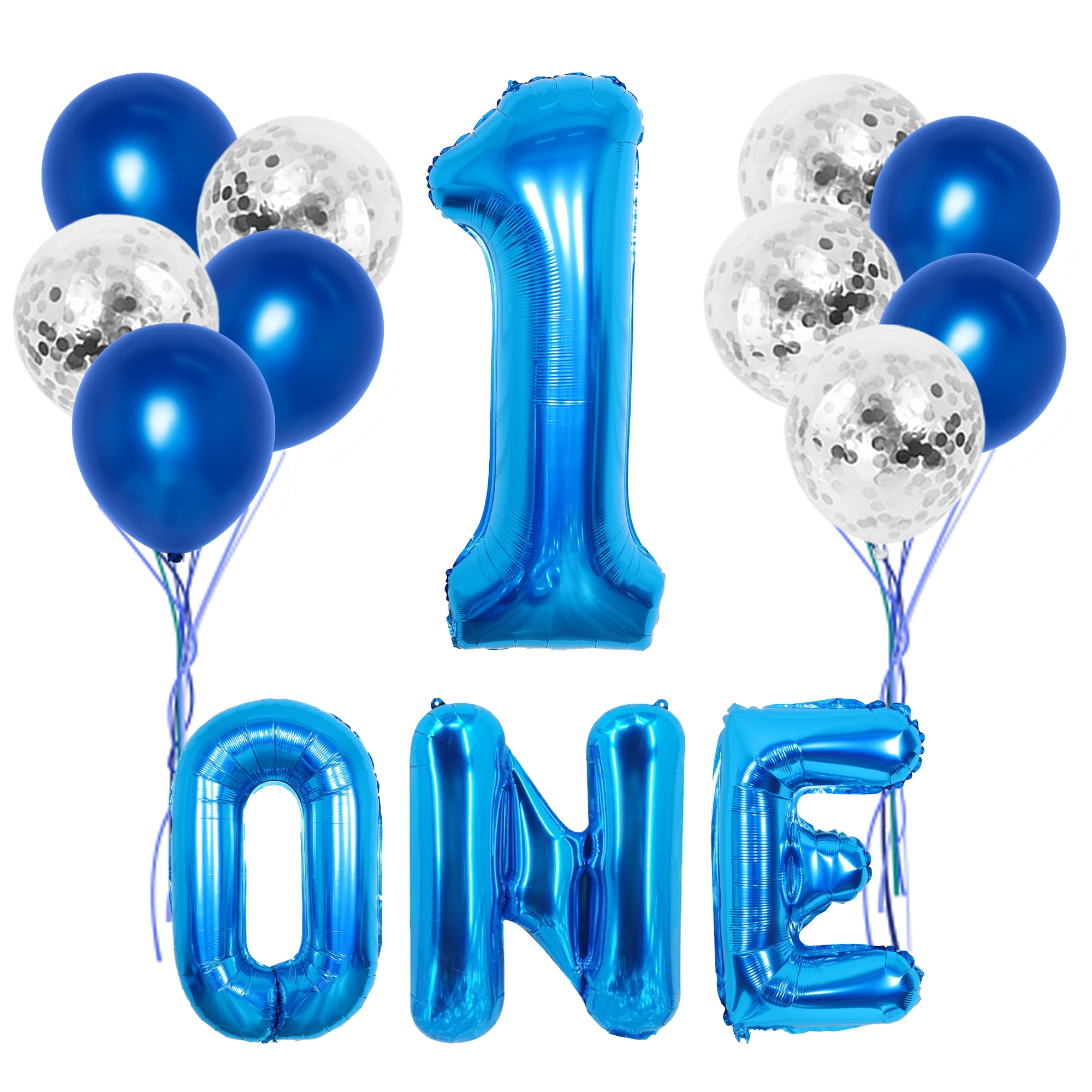 Large, Blue One Balloon for First Birthday - Number 1 Balloon, 40 Inch
