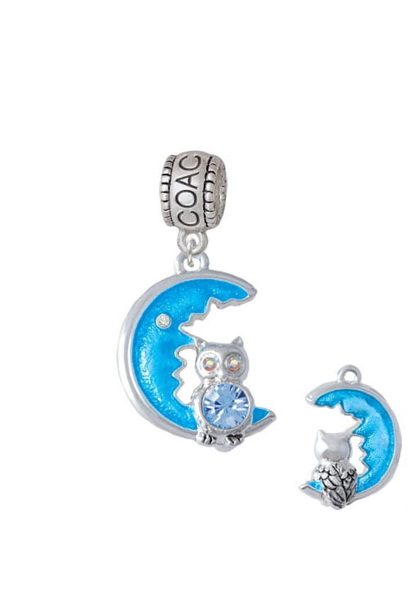 Large Blue Owl on Hot Blue Moon - Coach Charm Bead