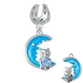 thumbnail image 1 of Large Blue Owl on Hot Blue Moon - Horseshoe Charm Bead, 1 of 1
