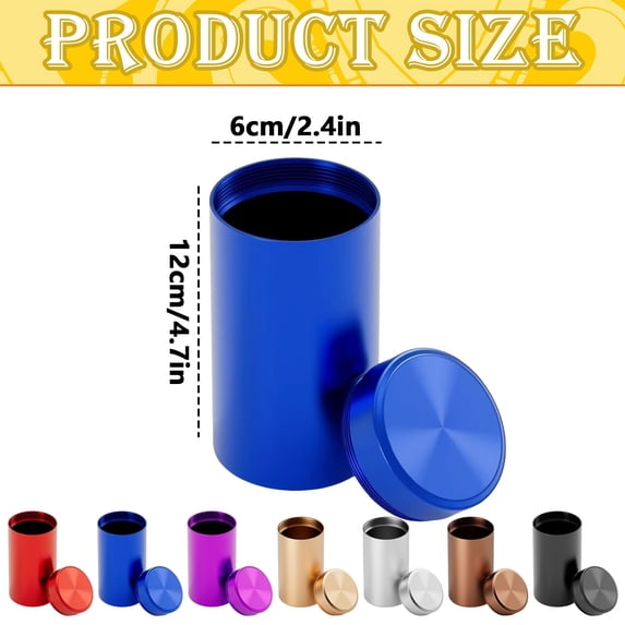 Large Blue Portable Aluminum Tea Canister, Airtight Travel Tea Storage Jar for Loose Leaf Tea Home & Travel Use