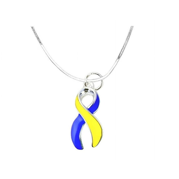 Large Blue & Yellow Ribbon Necklaces