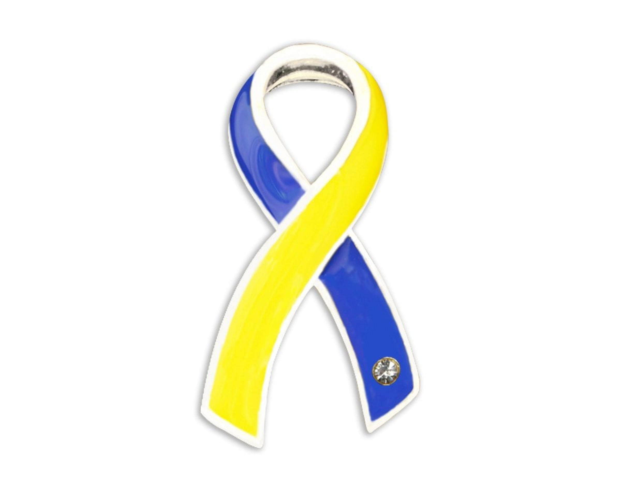 Large Blue & Yellow Ribbon Pins