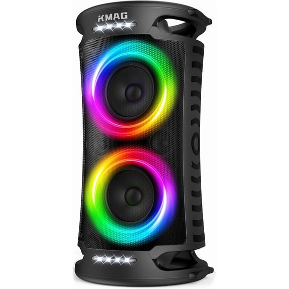 Large Bluetooth Speaker, 260W Peak Powerful Loud Sound with Deep Bass, 15Hr Playtime, Fast Charge, TWS, Cool Lights, Portable Outdoor Speaker Wireless for Party, Camping, Beach, Backyard, Home, Work