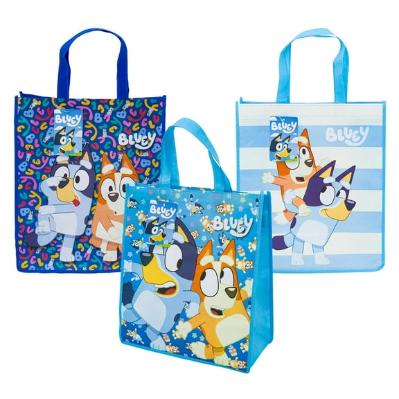 Large Bluey Reusable Tote Bags, 16 in, 3 Assorted Colors
