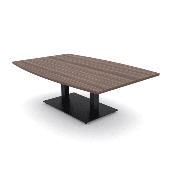 Large Boat Shaped Coffee Table 4'x6' With Double Post Metal Base