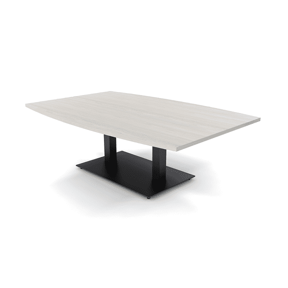 Large Boat Shaped Coffee Table 4'x6' With Double Post Metal Base