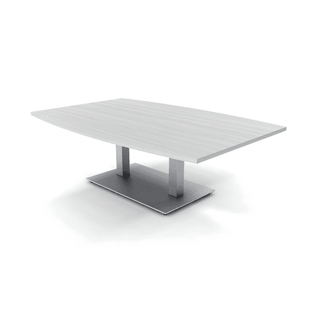 Large Boat Shaped Coffee Table 4'x6' With Double Post Metal Base