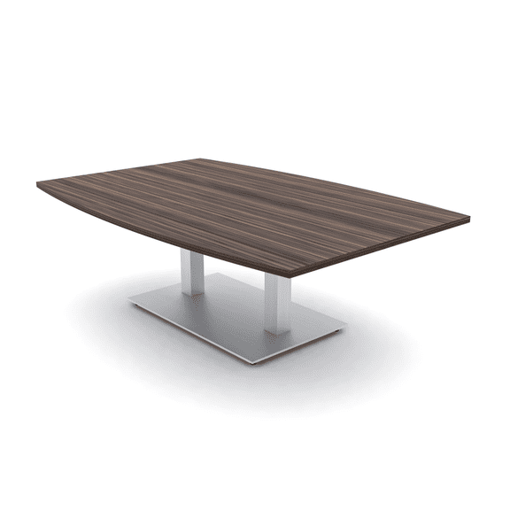 Large Boat Shaped Coffee Table 4'x6' With Double Post Metal Base