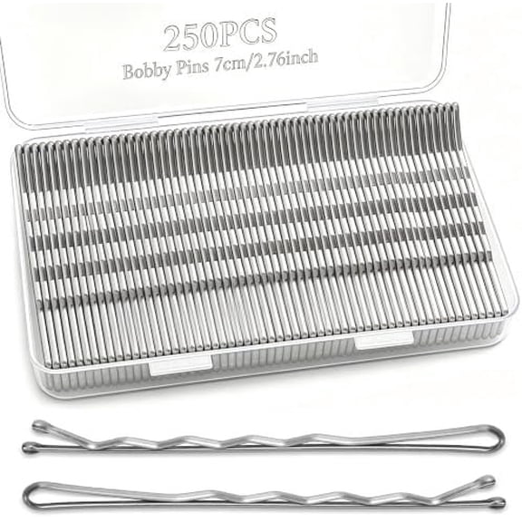 Large Bobby Pins for Women, 250 count 2.76 Inch Hair Pins Extra Long Grey Bobby Pins Hair Clips for Thick Hair with Storage Box