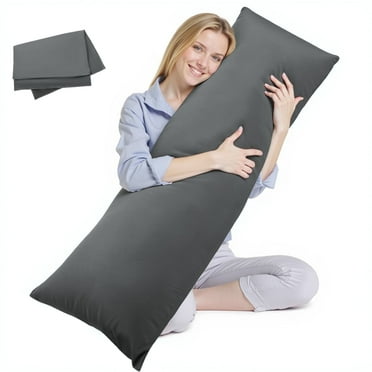 CshidWorld Full Body Pillow & Pillowcase Set - Soft & Breathable Long Bed Pillow for Adults, Side Sleeper Support, 20x54 Inches, Grey
