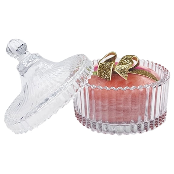 Large Body Powder Puff Glass Cosmetic Storage Container Vanity Countertop Glass Jar