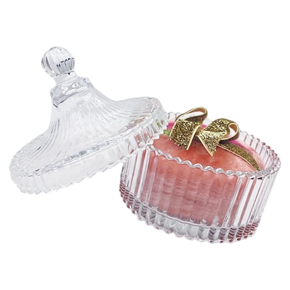 Large Body Powder Puff Glass Cosmetic Storage Container Vanity Countertop Glass Jar