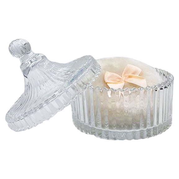 Large Body Powder Puff Glass Cosmetic Storage Container Vanity Countertop Glass Jar