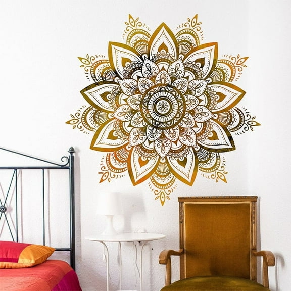 Wiywef Large Bohemian Mandala Wall Decals Peel and Stick Mandala Wall Stickers Boho Flower Wall Decor for Home Bedroom Living Room Office