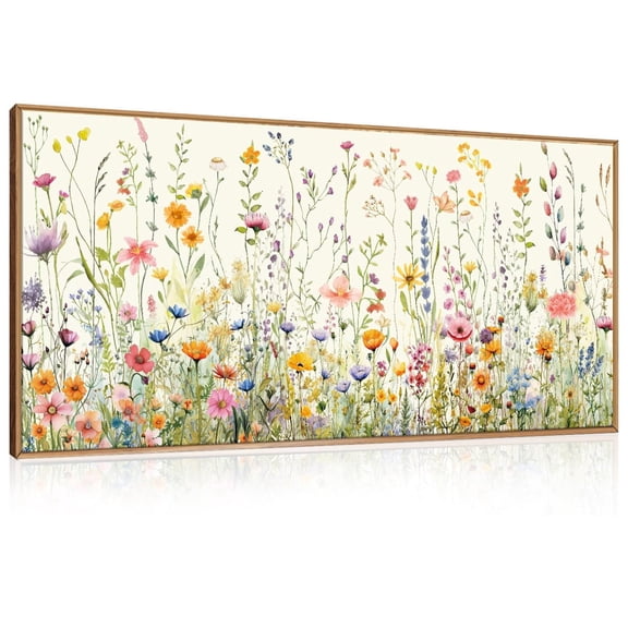 Large Boho FLoral Canvas Wall Art Watercolor Wildflower Wall Decor Multicolour Botanical Flower Framed Wall painting for Living Room Bedroom Office 20"x40"