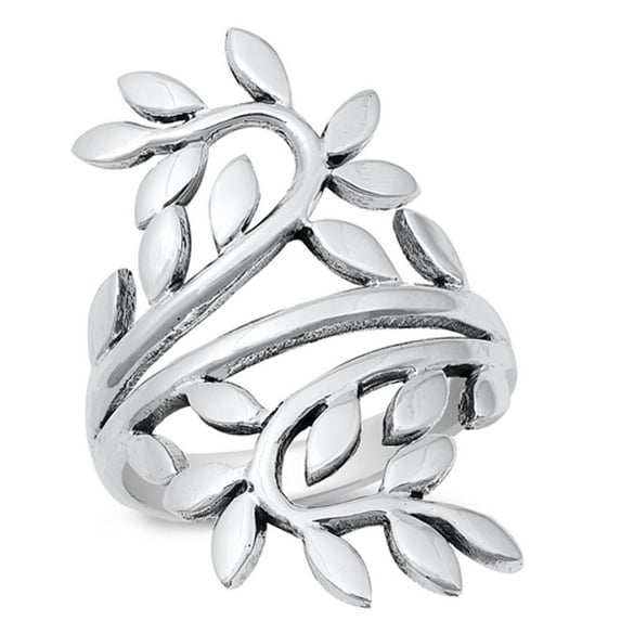 Large Boho Leaf Wrap Nature Vine Ring .925 Sterling Silver Band Jewelry Female Male Unisex Size 9