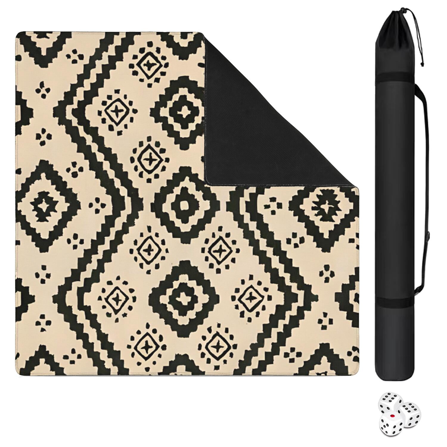 Large Boho Mahjong Mat 31.5x31.5 Inches Crafted from Rubber Material with Anti-Slip Backing and Noise Dampening Technology for Card Games Board Games