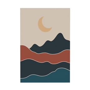 Large Boho Mountain Modern Abstract Bohemian Sun and Moon Canvas Wall Art for Living Room Bedroom Office 12*18in