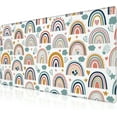 thumbnail image 1 of Large Boho Rainbow Desk Mat 31.5x15.7 inch Extended NonSlip Gaming Keyboard Mousepad Thick Stitched Edges Waterproof Mouse Mat Scandi Rainbow and Stars Clouds Design, 1 of 6