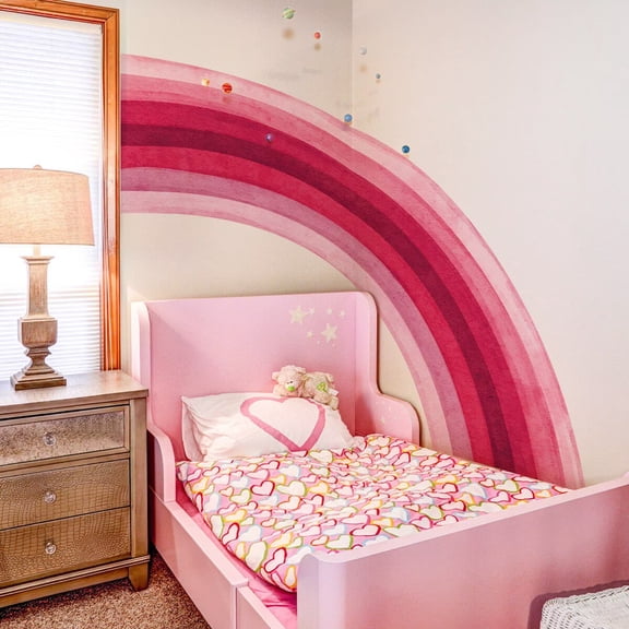 Large Boho Rainbow Wall Decals, Red rainbow Decor Watercolor Rainbow Nursery Decor ,Removable Kids Room Wall Sticker ,Baby Shower Gift