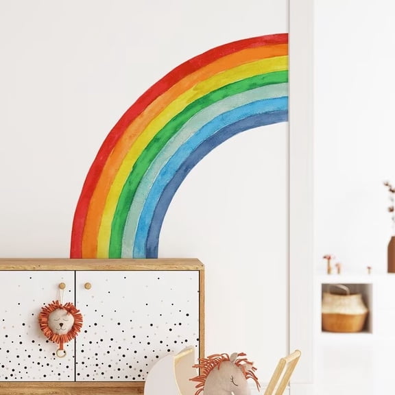 Large Boho Rainbow Wall Decals, Watercolor Rainbow - Fabric Wall Decal - Rainbow Nursery Decor ,Removable Kids Room Wall Sticker ,Baby Shower Gift
