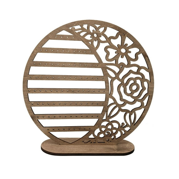 Large Boho Wooden Earring Display Organizer Stand Gift 10 Inch Moon Floral Goth Earrings Stud Jewelry Holder Dangle Hanging Holder Gift for Women A