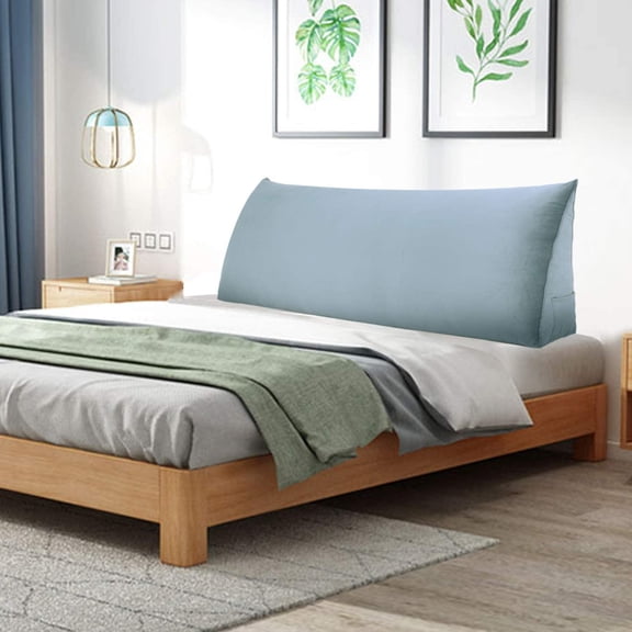 Large Bolster Triangular Positioning Support Reading Backrest Wedge Pillow for Headboard Day Bed Bunk Bed with Removable Cover Velvet No Button California