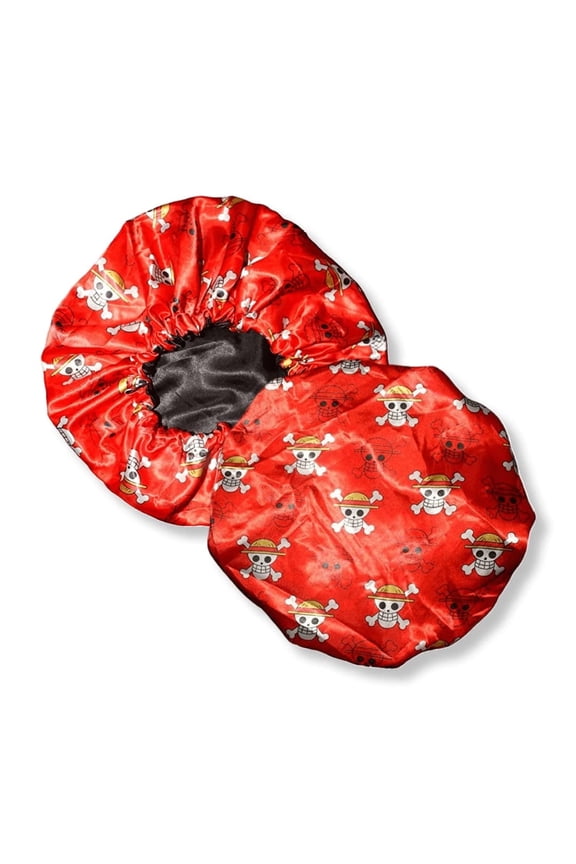 Large Bonnet - Silky Satin Bonnet with Elastic Soft Band (Red Crimson)