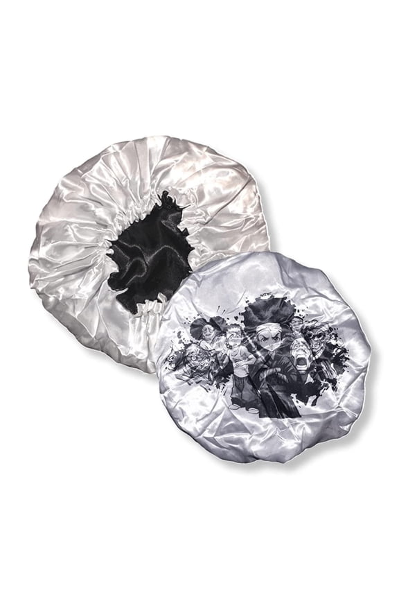 Large Bonnet - Silky Satin Bonnet with Elastic Soft Band (White Boondock Huey Bonnet)