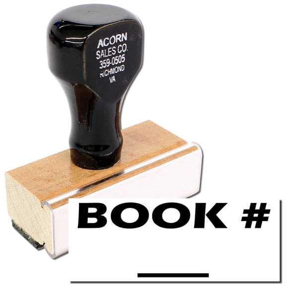 Large Book Rubber Stamp, Wooden Handle Rubber Stamp, Laser Engraved Dies, Impression Size 7/8" tall x 2-1/4, Uses a Separate Stamp Pad