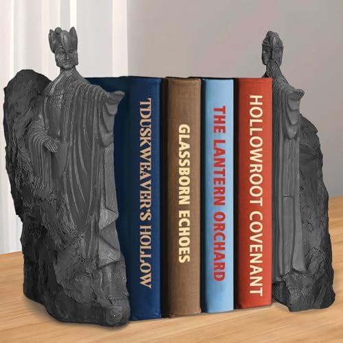 Large Bookends Decorative Resin Collectible - 9.5" Non-Slip Book Divider, for Readers and Collectors, Home and Office Use