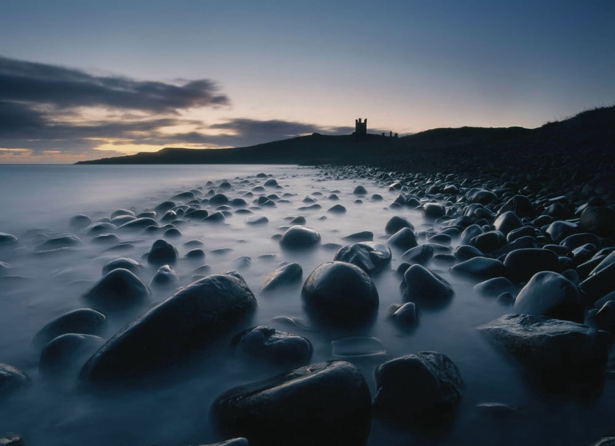 Large Boulders On Beach Near Dunstanburgh Castle At Dawn Canvas Art - Ian Cumming Design Pics (36 x 26)