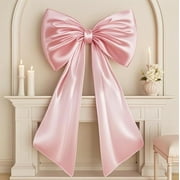 Large Bow for Coquette Room Decor, Satin Ribbon Tie Coquette Birthday Decorations, Giant Pastel Pink Hanging Wall Decor for Ballerina Girl Just Want to Be One