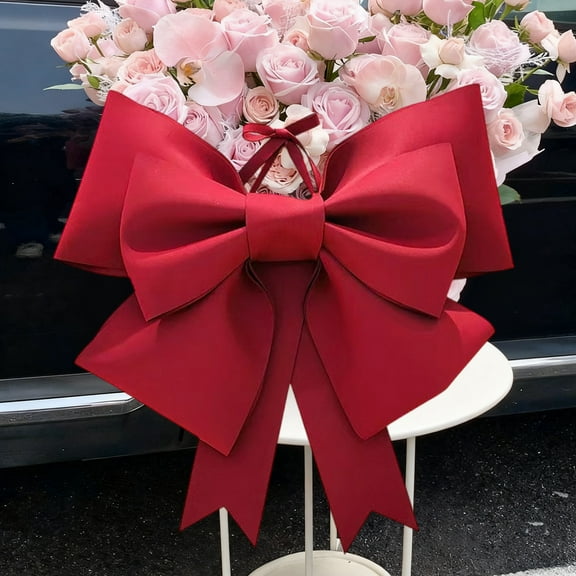 Large Bow Decoration DIY Material Giant Bow Shop Display Door Window Wedding Festival Christmas Decor Prop Backdrop 12*14IN Burgundy