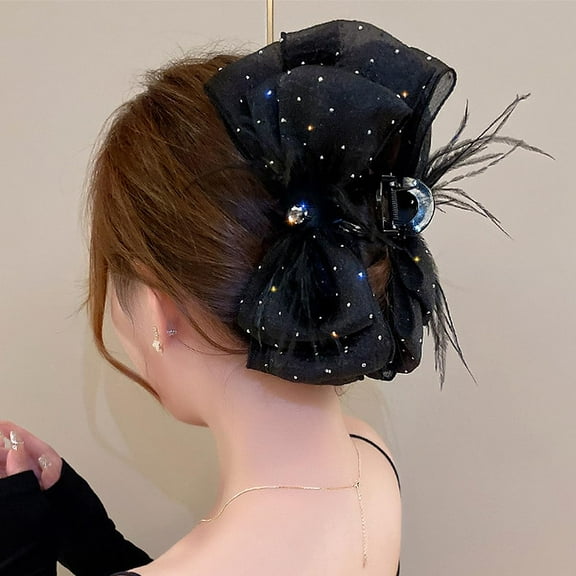 Large Bow Hair Claw Clips for Women Mesh Bubble Hair Barrettes for Thick Thin Hair Elegant Chiffon Silk Hair Accessories