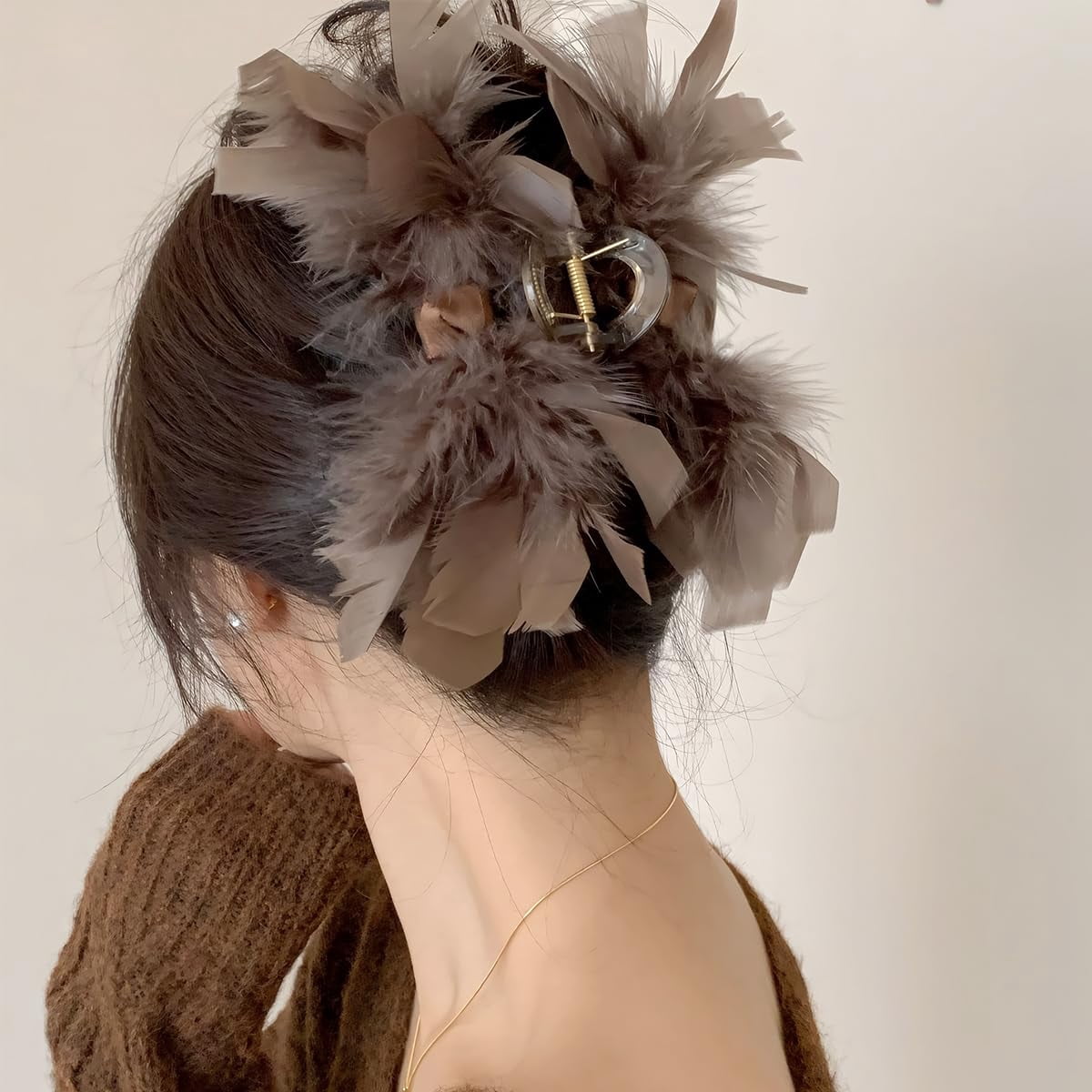 Large Bow Hair Claw Clips for Women Mesh Bubble Hair 