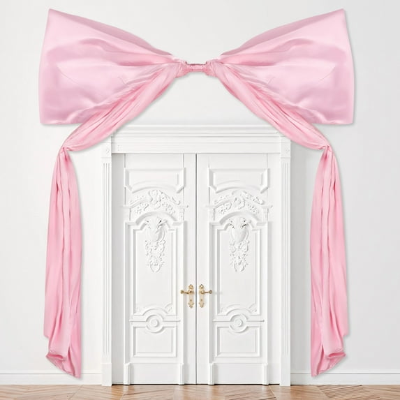 Large Bow Themed Party Decorations, Pink Satin Bow Decor for Weddings, Parties & Birthdays, 100 x 70 in, Elegant Satin Material, Easy to Install, Bridal Supplies