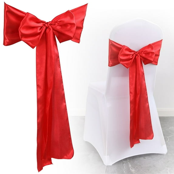 Large Bows Chair Sashes, Red Chair Bows, Chair Back Bow Shaped Decoration, 1Pcs Elegant Wedding Chair Bows Decoration, Ribbon Tie Chair Back Sashes 10.83 Inch
