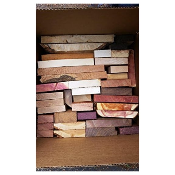 Large Box of Long 3/4" Thick Unfinished Wood. Many Species. Scrap Lumber Perfect for Odds and Ends