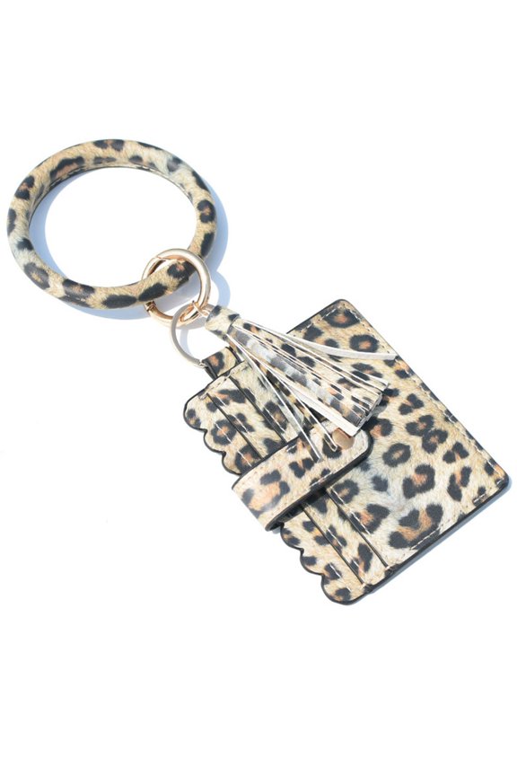 Large Bracelet Keychain Card Holder Tassel Bangle Key Ring Wristban With Wallet