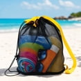 thumbnail image 1 of Large Breathable Mesh Drawstring Beach Bag Sandproof Pool Toy Storage Tote with Shoulder Strap Portable Swim Wet Clothes Shells Carrier, 1 of 7