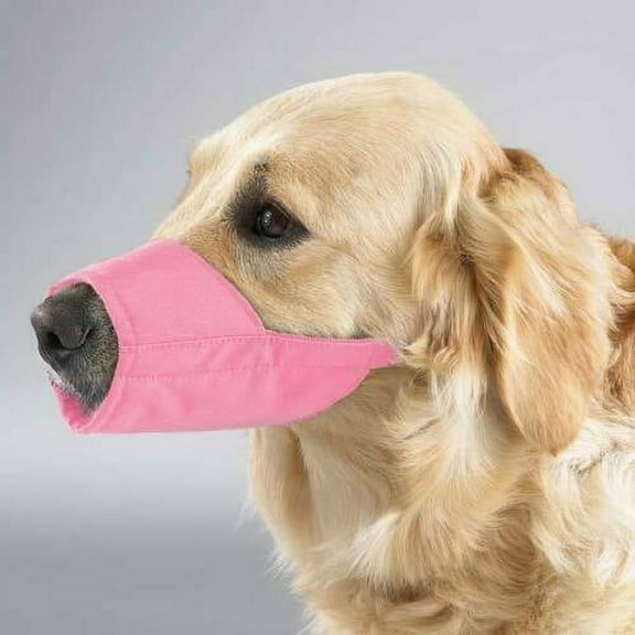 Large Breed Dog Muzzles Soft Nylon Lined Protection Choose Black Blue or Pink (Size 5XL Pink)