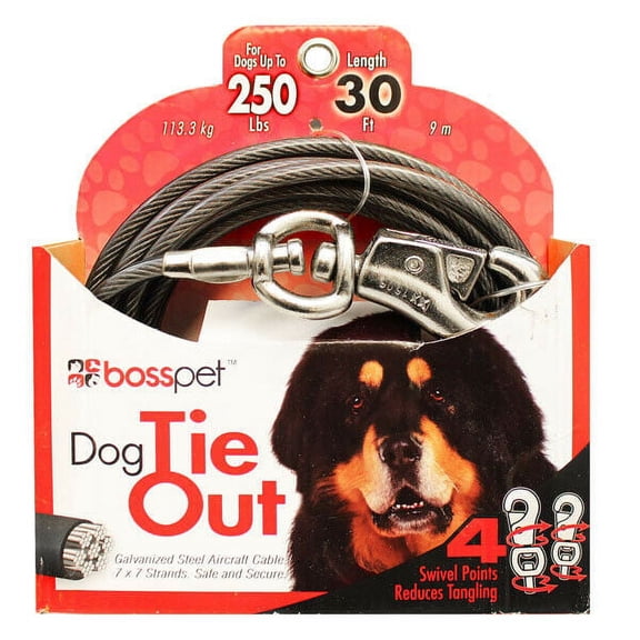 Large Breed Dog Tie Out Premium XXL Tough Stong Super Beast Cable Choose Length (30ft)