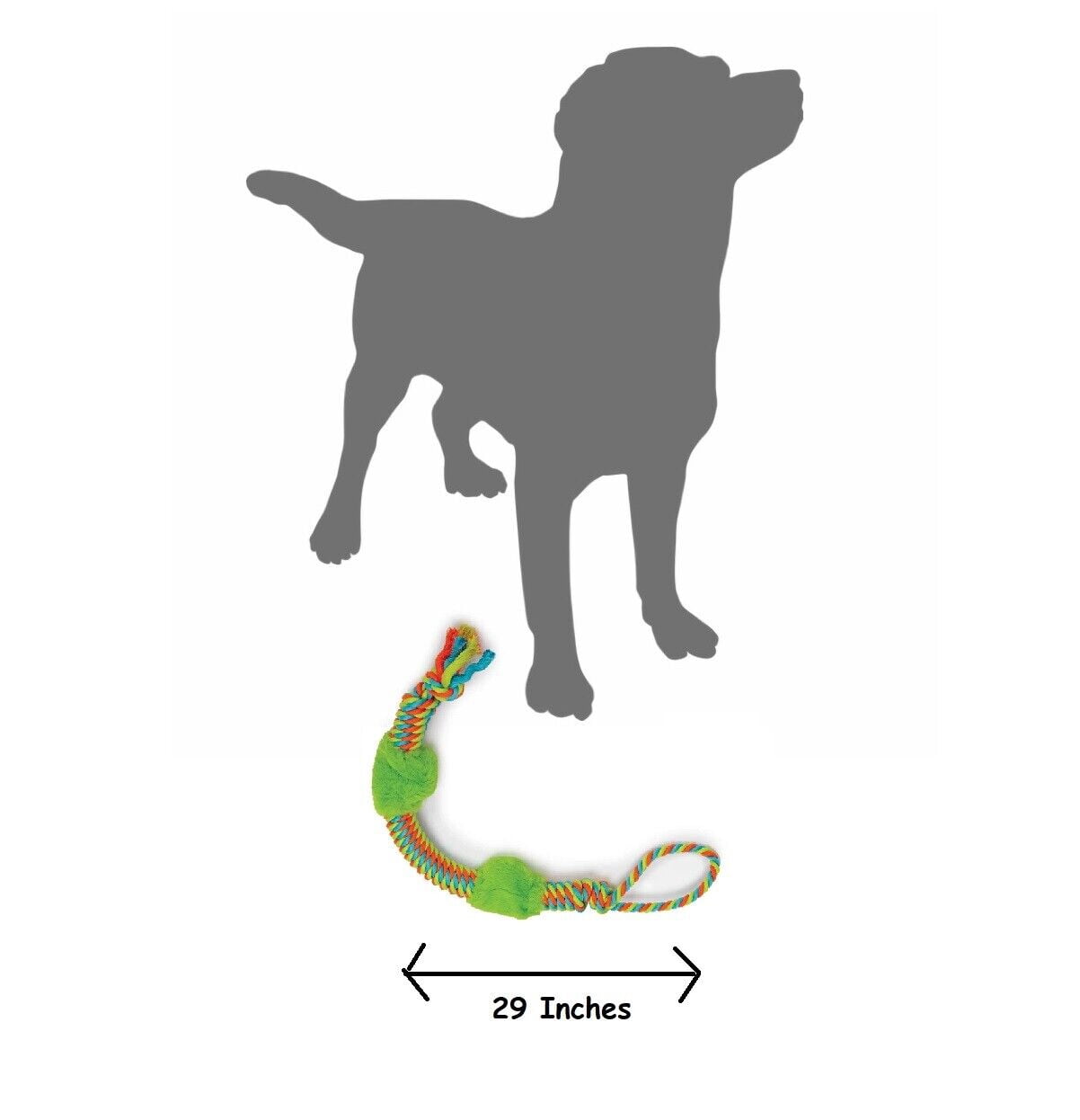 Large Breed Interactive 29 Inch Dog Rope Toy Bright Durable Double Plush Squeak (Green)