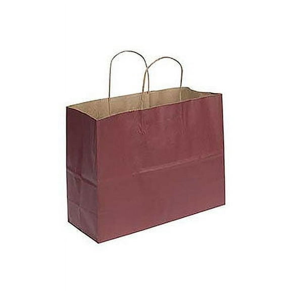 Large Brick Red Paper Shopping Bags - 16”L x 6”D x 12 ½”H - Case of 100 Large and Sturdy Gift Bags with Handles - Durable gifts Bags with Handles - Ideal Paper Bags for Shopping and Gift Giving