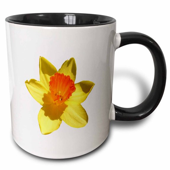 3drose, Large Bright and Colorful Spring Daffodil Vector Art, 11oz Two-tone Black Mug