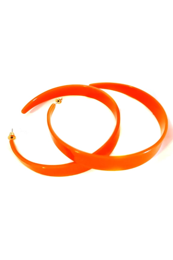 Large Bright Orange Hoop Earrings Thick Hoop Earrings 3 inch Hoops Pierced Earrings