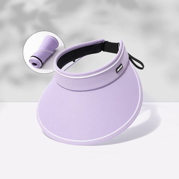 Large Brim Sun Hats for Women, UV Protection Wide Brim Sun Visor Hats for Women, Foldable Wide Brim Womens Golf Cap, Summer Beach Packable Cap, Purple