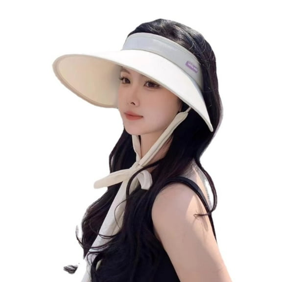 Large Brim Sun Hats for Women, UV Protection Wide Brim Hats, Foldable Packable, Summer Beach Cap, Adjustable and Removable Chin Strap, Beige