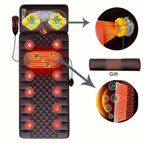 Large Brown Full-Body Heating Massager Collection - 2 PU Styles, Neck/Foot Devices, Headrest, Lumbar Pillow, Timer Vibration, Non-Slip for Home/Office Naps